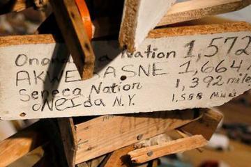 Detail of the mile-marker post on display at the Museum in Washington, D.C.