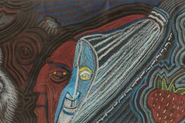 Peter Jemisen's drawing entitled "Iroquois Creation Story–The Twins"